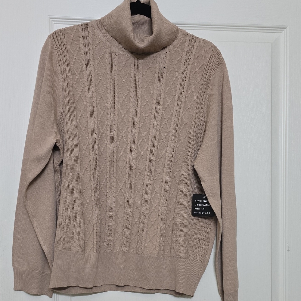 Elegant Cowl Neck Sweater - Tan